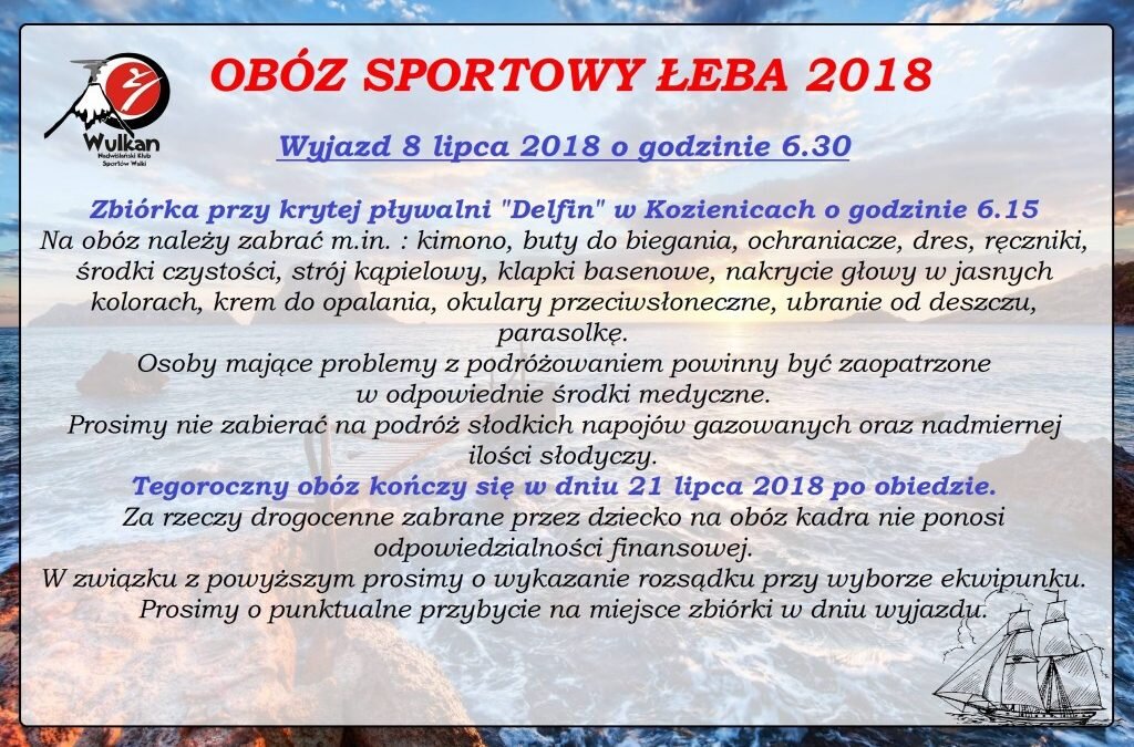 Obóz sportowy karate Łeba 2018