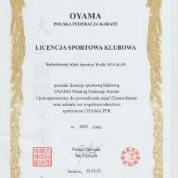 Licencja klubowa Oyama Polska Federacja Karate 2023